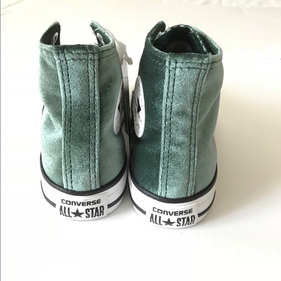 Girls Converse Green Velvet High Top Sneaker - Picture 6 of 7